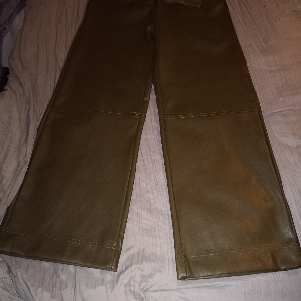 Vegan leather wide leg pants